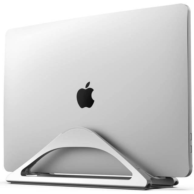 HumanCentric Vertical Laptop Stand for Desks Silver  Adjustable Holder to Dock Apple MacBook  MacBook Pro  and Other Laptops