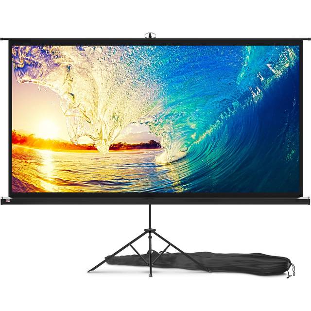 Projector Screen with Stand 100 inch - Indoor and Outdoor Projection Screen for Movie or Office Presentation - Adjustable from 16:9 to 4:3 HD Premium