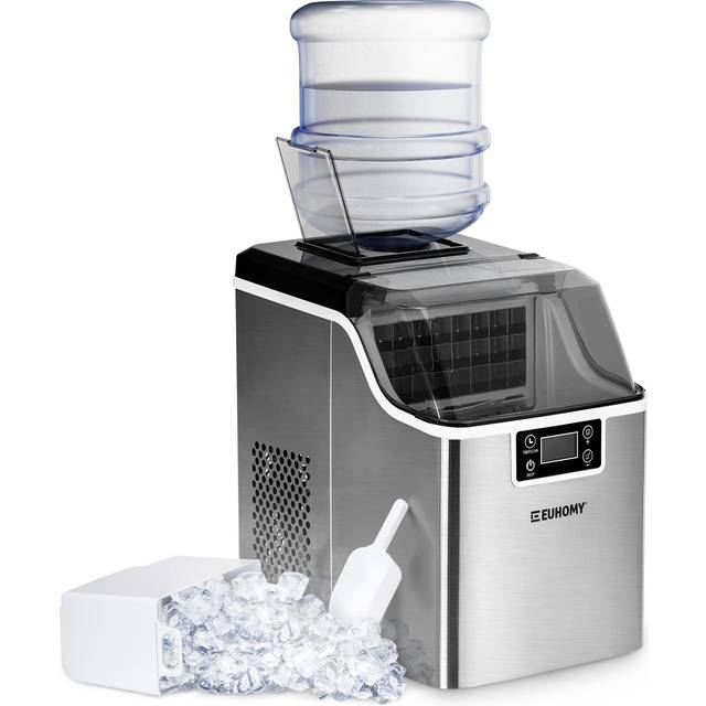 EUHOMY Ice Maker Machine Countertop  2 Ways to Add Water 45Lbs/Day 24 Pcs Ready in 13 Mins  Self-Cleaning Portable Compact Ice Cube Maker with Ice Sco