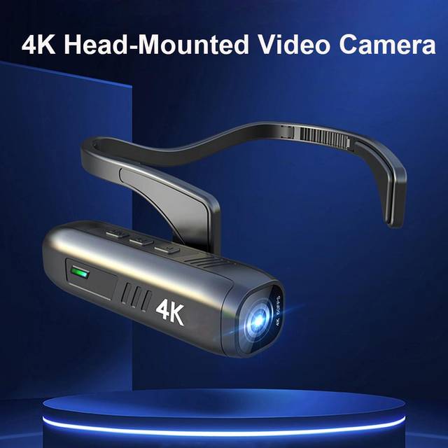 4K 30FPS Head Mounted Camera Wearable WiFi Video Camera Camcorder Webcam 120 degrees Wide Angle Lens black