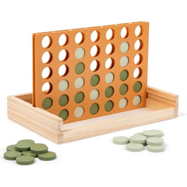 Brooklyn Neutral Wooden 4 in a Row- Aesthetic Board Games -Coffee Table Decor- Montessori Travel Games for Kids and Adults-2 Player-Housewarming Gift