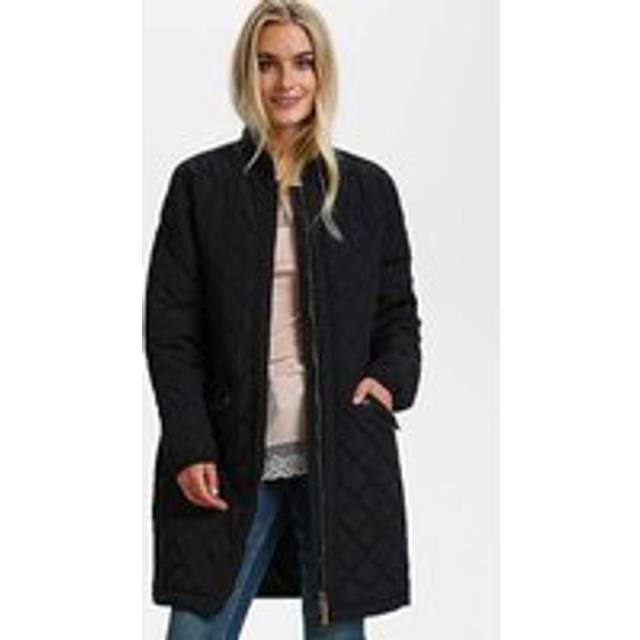 Cream, Winter Jackets, female, Black, M, Quilted Jacket with Ribbed Trim