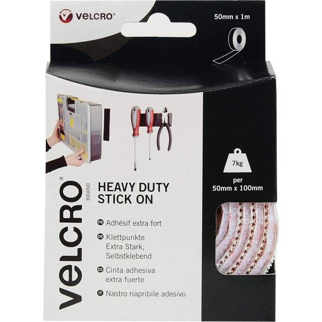 VELCRO Brand VEL60242 Heavy Duty Stick On Tape - 50 mm x 1 m, White