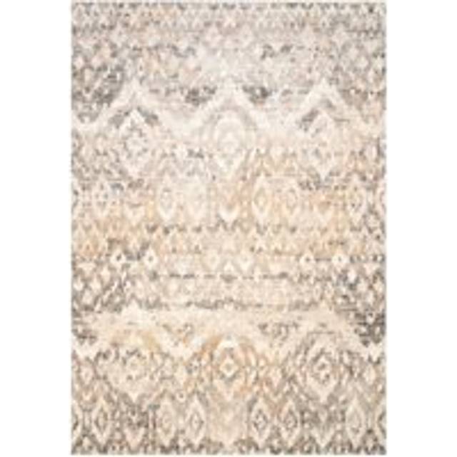 Neutral Beige Gold Distressed Diamond Area Rug - 80cm x 150cm