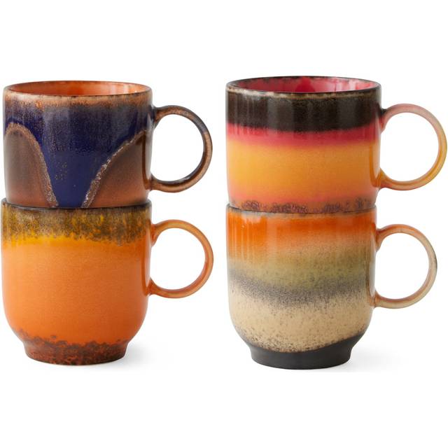 HKliving 70's mugg 25 cl 4-pack Brazil - Multi