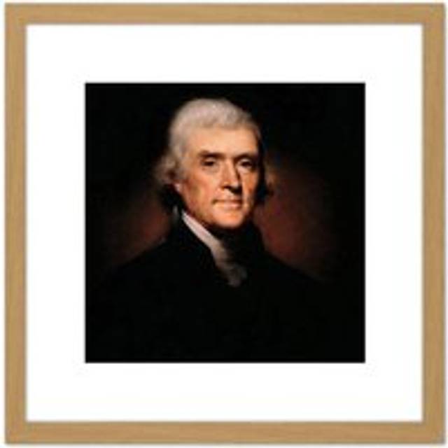 Rembrandt Peale Thomas Jefferson 8X8 Inch Square Wooden Framed Wall Art Print Picture with Mount - Tan - One Size