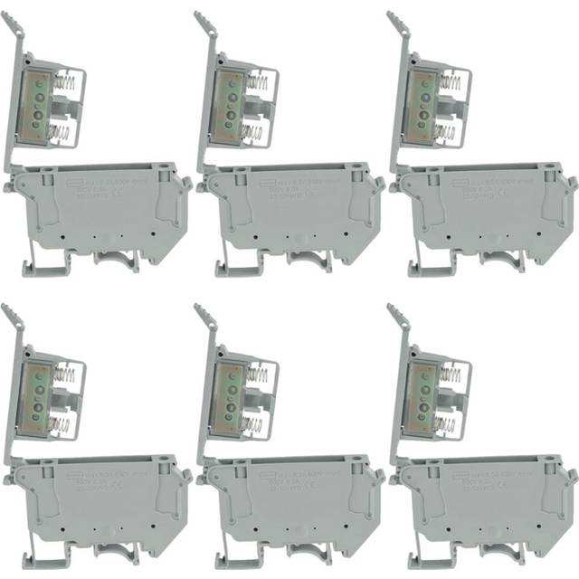 UK5- UK5RD with LED DIN Rail Fuse Terminal Base Disconnect Terminal Block Screw Clip (Pack of 6Pcs,Grey)