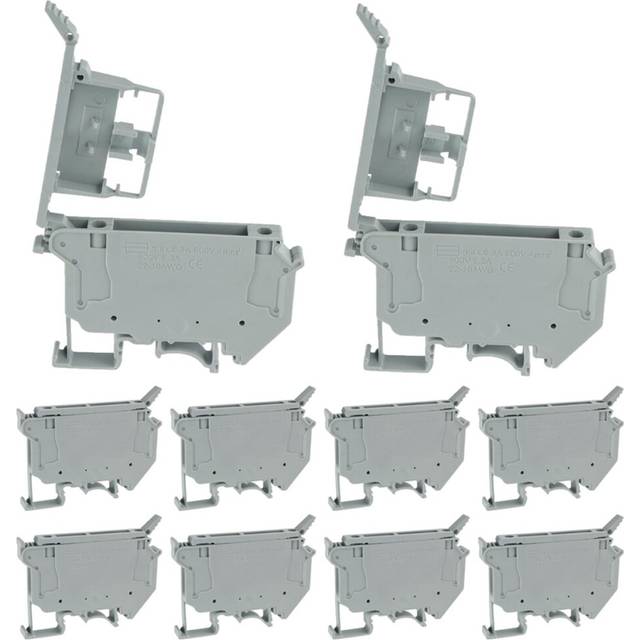 UK5- UK5RD Without LED DIN Rail Fuse Terminal Base Disconnect Terminal Block Screw Clip (Pack of 10Pcs,Grey)
