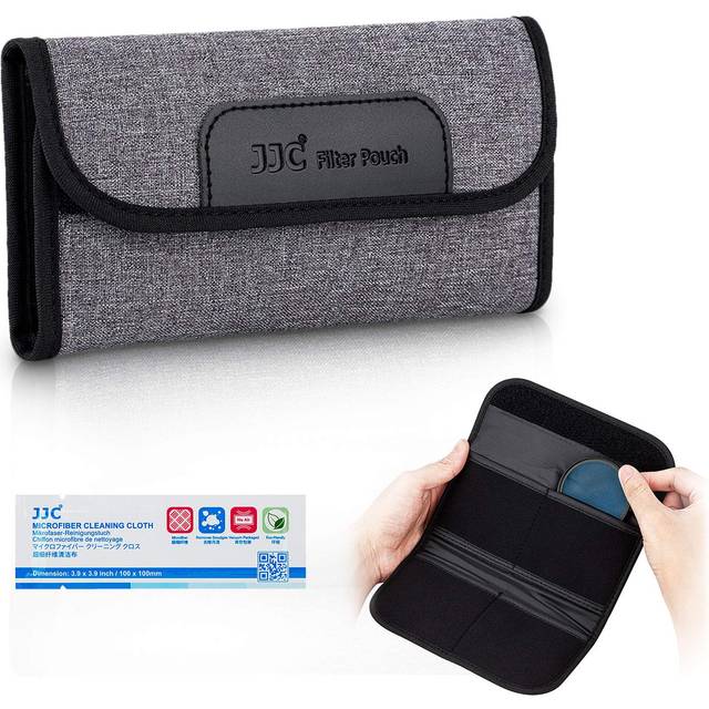 JJC 4 Pockets Filter Case for Round Filter Up to 58mm (37mm 40.5mm 43mm 46mm 49mm 52mm 55mm 58mm)  Foldout Lens Filter Pouch with Microfiber