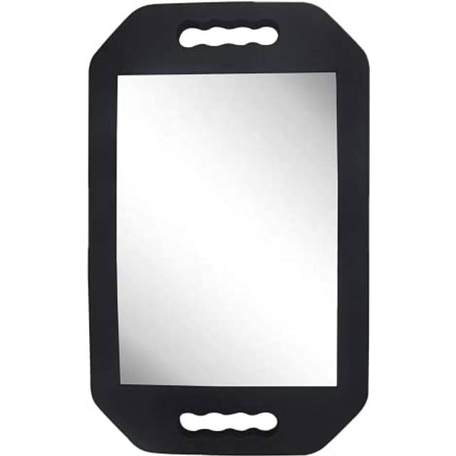 HREW Handle Mirror - Large Hand Mirror with Double Handle - Rectangular Hand Held Mirror with Handle - Lightweight Hair Salon Equipment Hairstylist an