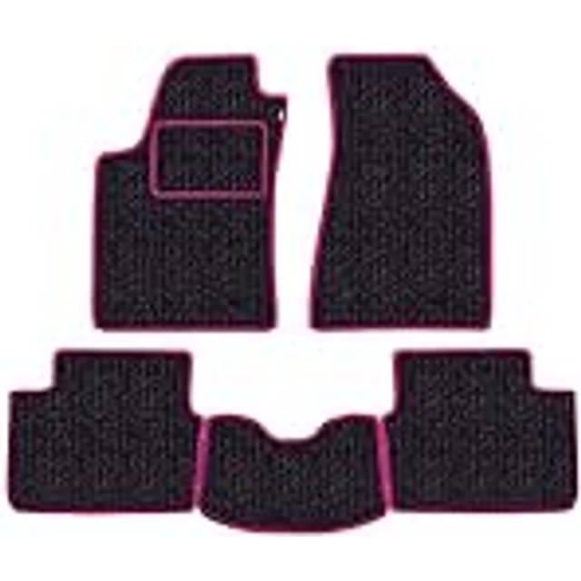 Car Mat Set for Vauxhall Corsa 2006 to 2015 Made from Non-Slip Fibre Floor Made from Anthracite and Fuchsia Edge