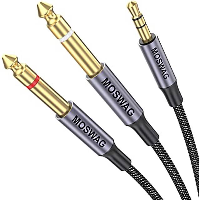 "6FT 3.5mm 1/8"" TRS to 2 x 6.35mm 1/4"" TS Mono Y Cable 3.28FT/1Meter Splitter Cable Compatible with iPhone,iPod,Laptop,CD Players,Power Amplifier,Mixer"