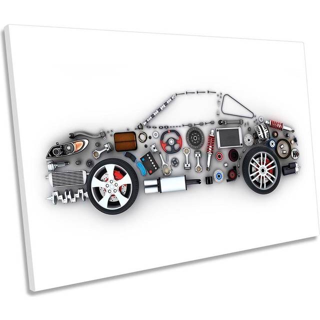 Car Parts Garage Mechanical Framed - Wrapped Canvas Art Prints (50.8cm H x 76.2cm W x 2cm D)