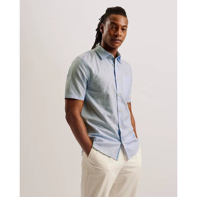 Ted Baker Kingford Linen Mix Shirt Pale Blue - Ted Baker - Size: TED 6 (44)