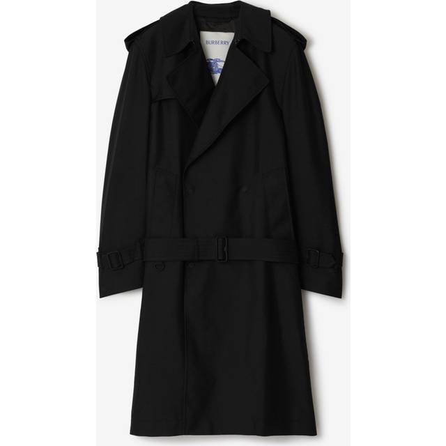 Burberry, Kappa, Dam, L, Polyester, Sidentrenchcoat med spetsiga kavajer - black (L)