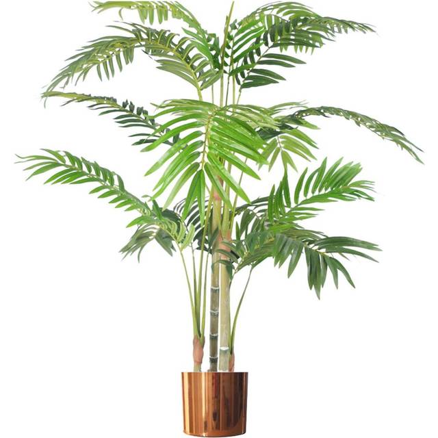 Leaf Artificial Palm Tree 120Cm Areca Palm Copper Planter 120Cm, Green