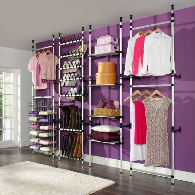 vidaXL Telescopic Shoe Rack with Rods Aluminium - Silver