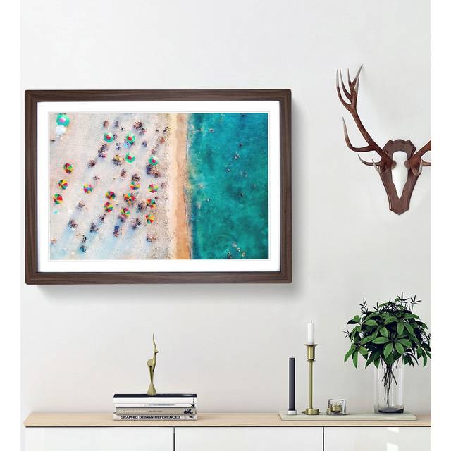 Miami Florida Beach - Picture Frame Graphic Art Print - Walnut Framed (24cm H x 33cm W x 2cm D)