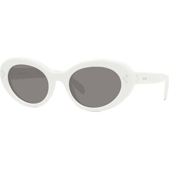 CELINE, Sunglasses, unisex, White, 53 MM, Glamour Oval Sunglasses with Grey Lenses