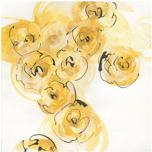 'Yellow Roses Anew I' Graphic Art on Wrapped Canvas (45.72 cm H x 45.72 cm W x 3.175 cm D)