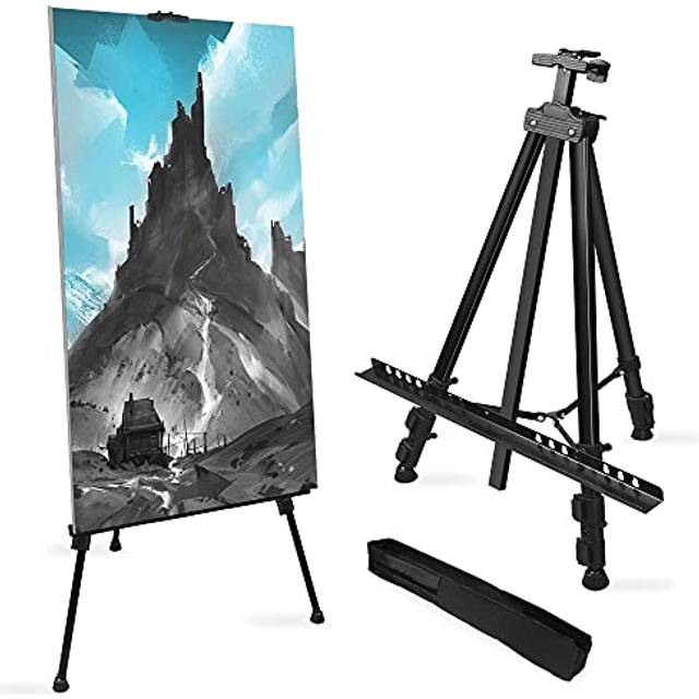 RRFTOK 72Inches Double Tier Display Easel Stand  Metal Material Art Easels Adjustable Easel for Painting Canvases Height from 22-72 for Table-Top/Floo