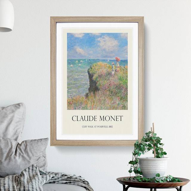 Cliff Walk at Pourville by Claude Monet - Picture Frame Art Prints - Oak (36cm H x 27cm W x 2cm D)