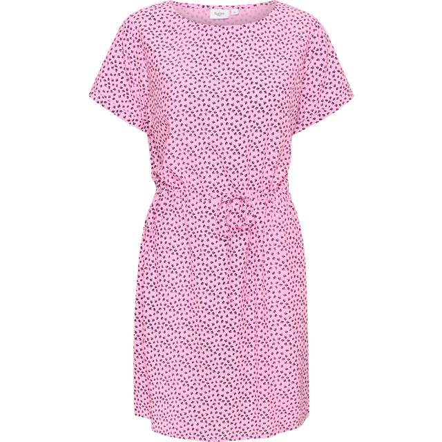 Saint Tropez Zanni Short Sleeve Round Neck Dress - Pink Frosting Ditsy Florals