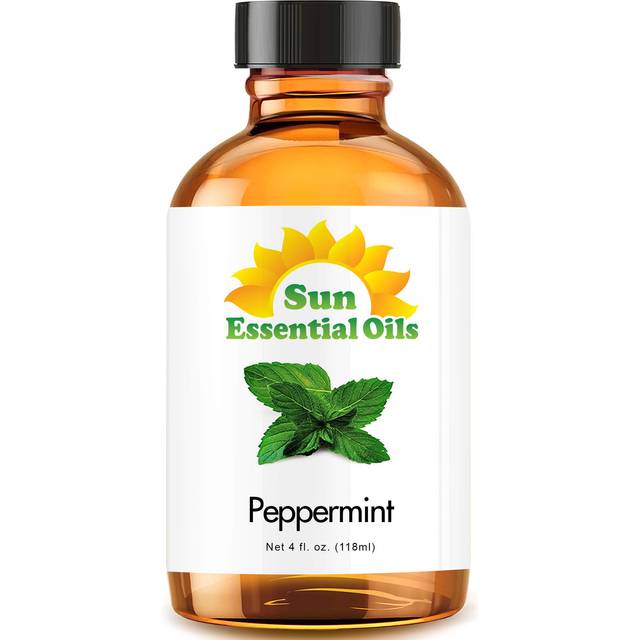 Sun Essential Oils - Peppermint 4oz Bottle for Diffuser  Humidifier  Aromatherapy  Personal & Home Care - Therapeutic Grade Peppermint Essential Oil -