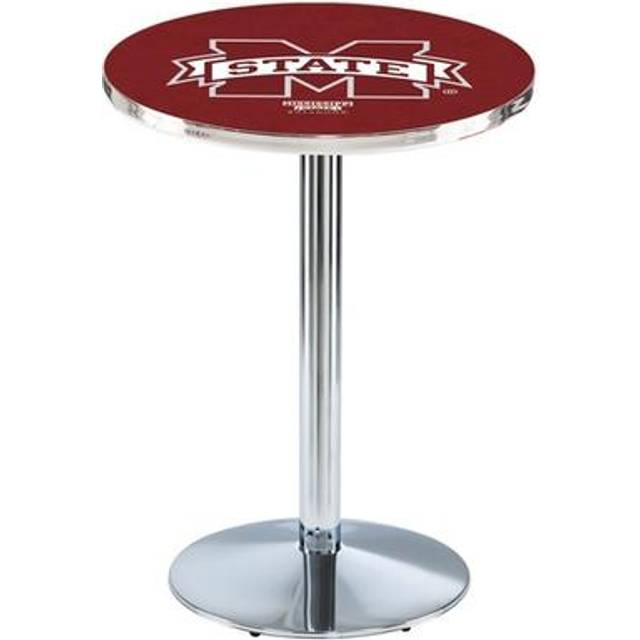 Holland Bar Stool L214C4236MssStU 42 in. Mississippi State Bulldogs Pub Table with 36 in. Top, Chrome