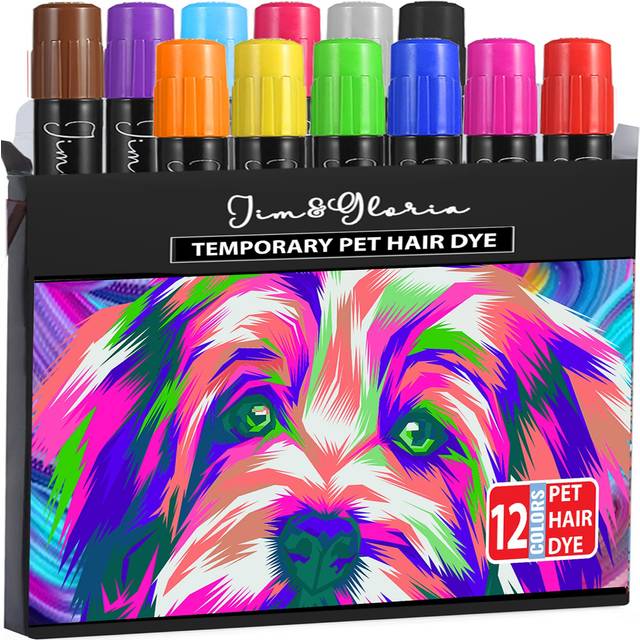 Jim&Gloria Washable Pet Fur Paint Dye For Your Pets Temporary Colors Hair Painting Pens Grooming Boy And Girl Dog Accessories Kit Farm Animal Marking