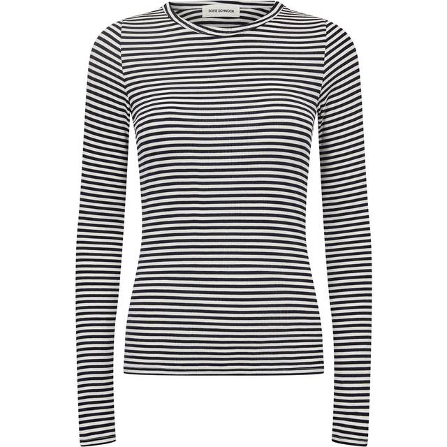 Sofie Schnoor, Long Sleeve Tops, female, Black, XS, Navy Striped Long Sleeve T-Shirt