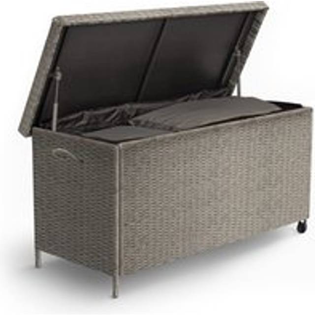 VonHaus Rattan Garden Cushion Storage Box - Grey - 58 x 117 x 51cm