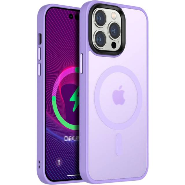 Case for iphone 14pm 15pm lilac smart charging silicone case