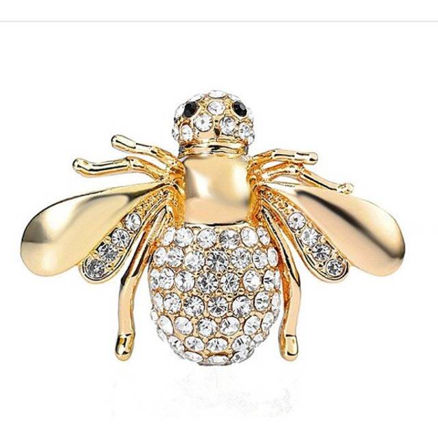 Fashion cute little bee brooch CZ brooch pin collar cardigan dress lady small insect animal brooch - Orange (S)
