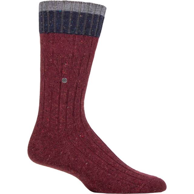 Mens 1 Pair Burlington Crafted Wool Boot Socks Burgundy 6.5-11 Mens - Red