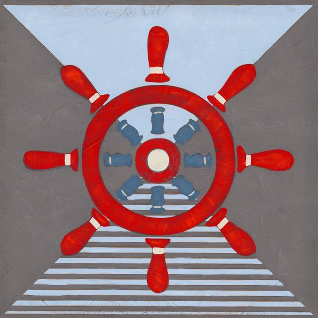 Nautical Graphic IV By June Erica Vess - Wrapped Canvas Painting Print (30cm H x 30cm W x 3.8cm D)