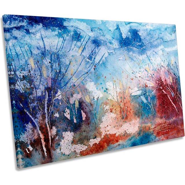 Abstract Watercolour Landscape - Wrapped Canvas Painting (61cm H x 91.4cm W x 4cm D)