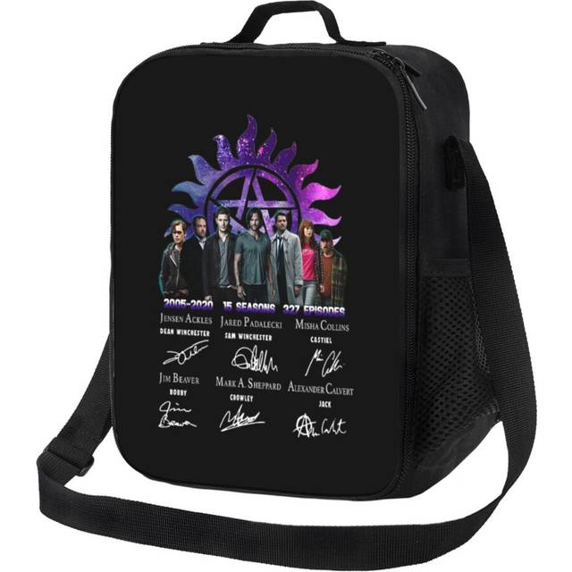 Kids Lunch Bag Supernatural 15 Years Dean Sam Castiel Signature Gifts For Fans Gift Christmas Day Insulated Tote Box for Girls Boys Back to School