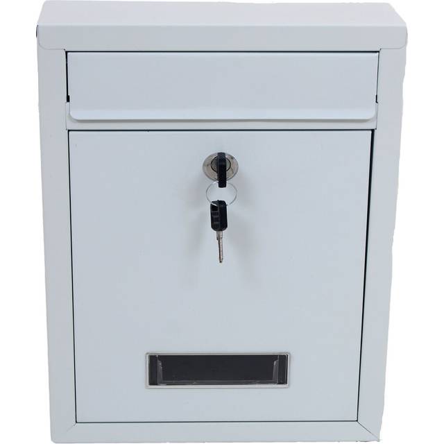 22 cm x 32 cm Metal Wall Mounted Letter Box - White (Medium)
