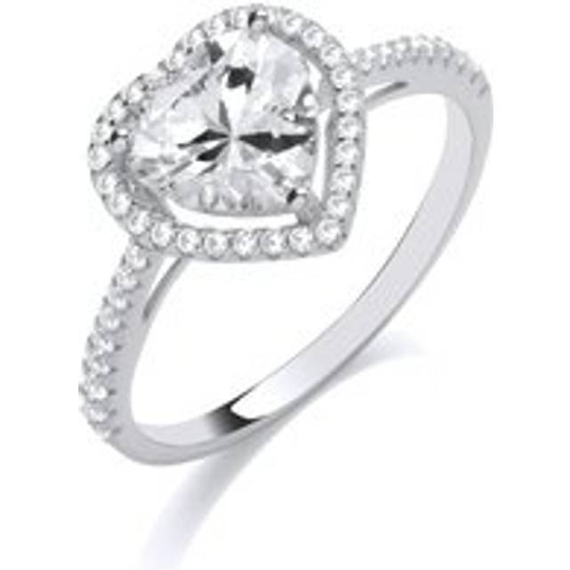 (M) Jewelco London Sterling Silver CZ Fancy Heart Ring Engagement Ring - GVR900