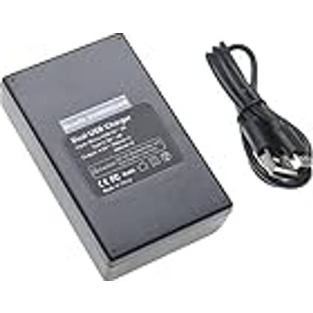 vhbw Dubbel USB-C/mikro-USB-batteriladdare kompatibel med Canon Ixus 105, 105 IS, 210 digitalkamera, actionkamera – vagga + mikro-USB-kabel