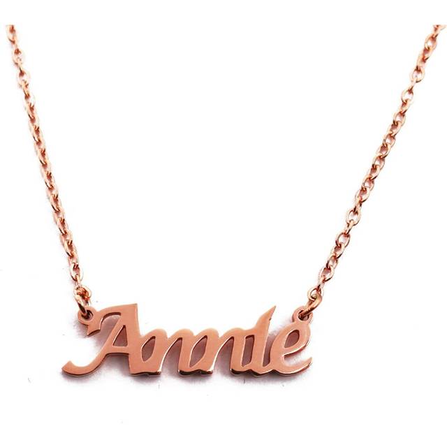 Annie Personalised Name Necklace 18ct Rose Gold Plated, Custom Dainty Name Pendants, Jewellery for Ladies, Girlfriend, Mother, Sister, Friends