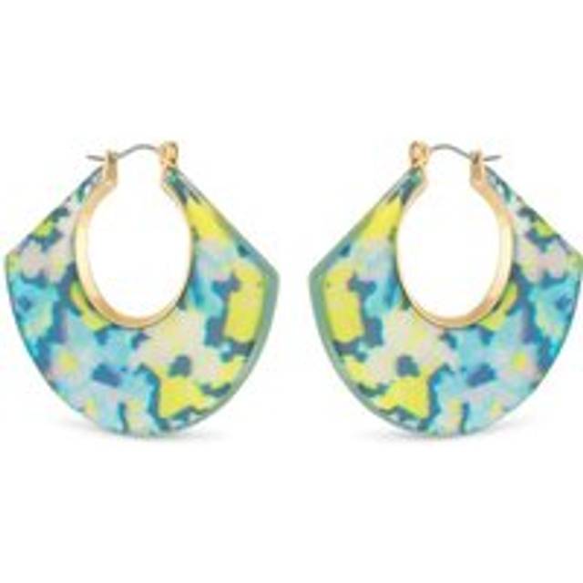 MOOD Mood Gold Multicoloured Resin Flower Hoop Earrings