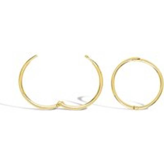 Jewelco London Solid 9ct Yellow Gold Hinged Sleeper 1mm Hoop Earrings 12mm - JER649A