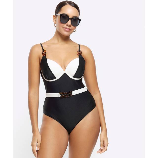 River Island Womens Black Belted Swimsuit - 6