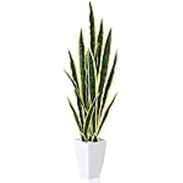 CROSOFMI konstgjorda växt Bogenhanf 110 cm Konstgjorda stora växter Sansevieria Plastväxter Inomhusväxter Balkong Badrumsdekoration Modern