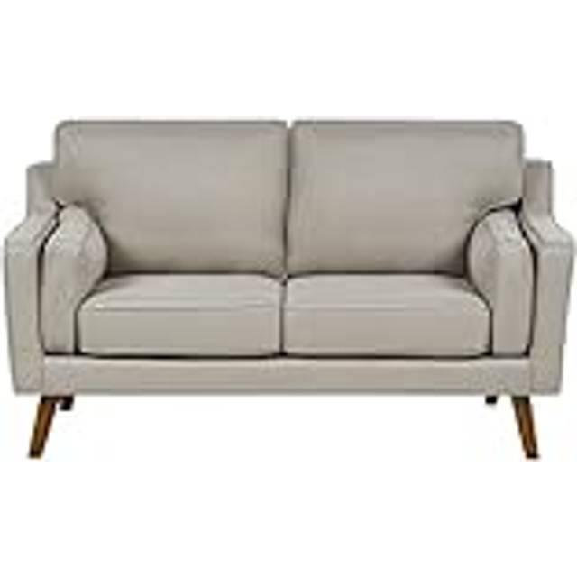 Beliani 2 Seater Fabric Sofa Beige Lokka, Brown