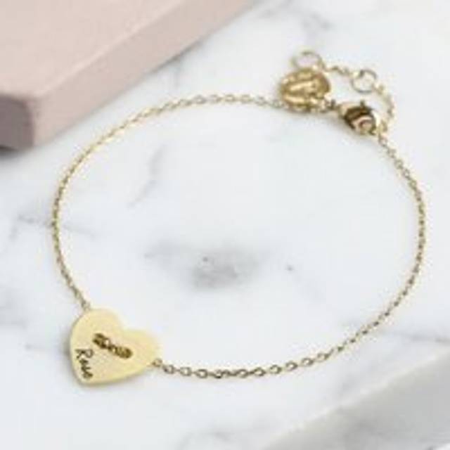 Gold Button Heart Bracelet - gold - one size