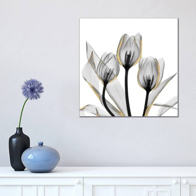 Gold Embellished Tulips V by Albert Koetsier - Wrapped Canvas Graphic Art (45.72 cm H x 45.72 cm W x 3.175 cm D)