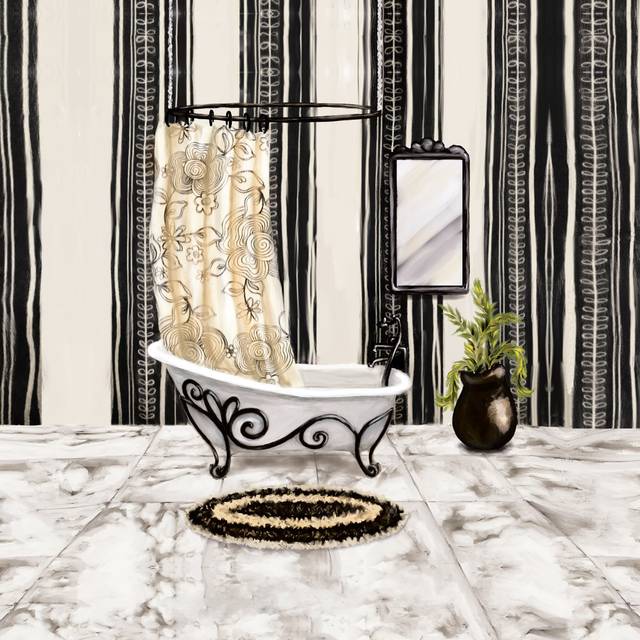 Black and White Luxury Bath 1 - Wrapped Canvas Painting (91cm H x 91cm W x 3.8cm D)